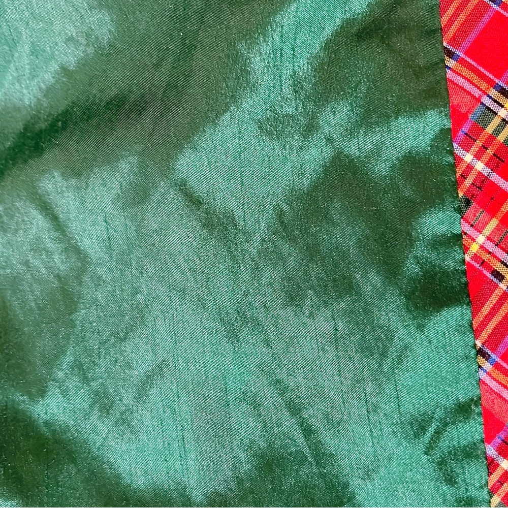 LAURA ASHLEY LONDON Holiday GIRLS LINED DRESS GREEN WITH RED PLAID TRIM Sz 4T - Picture 8 of 12